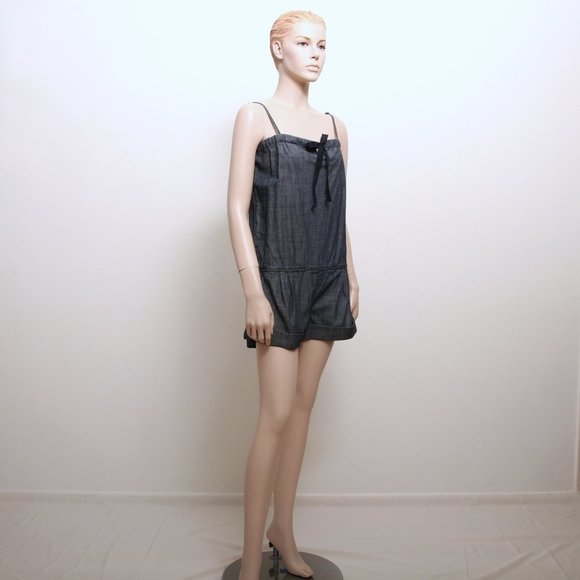 NWT 7 for All Mankind Spaghetti Strap Denim Romper - Picture 1 of 7